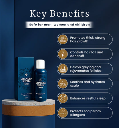 Chandrasudha Hair Oil for Men, Women and Children| Herbal hair oil| Ayurvedic/Promote Hair Growth and Strengthens Hair/Control Hair Fall and Dandruff (200 ML)