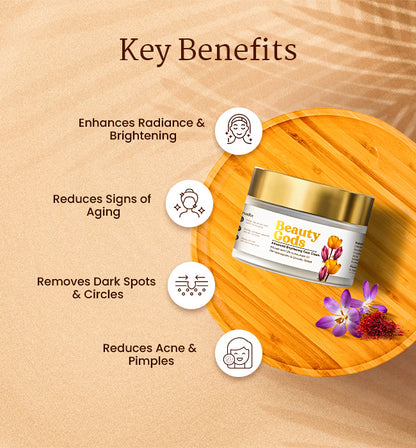 Beauty Gods Advanced Brightening Face Cream with 12% Kumkumadi Oil | Glowing, Clear & Even-Toned Skin | No Harmful Chemicals | Dermatologically Tested | 50g