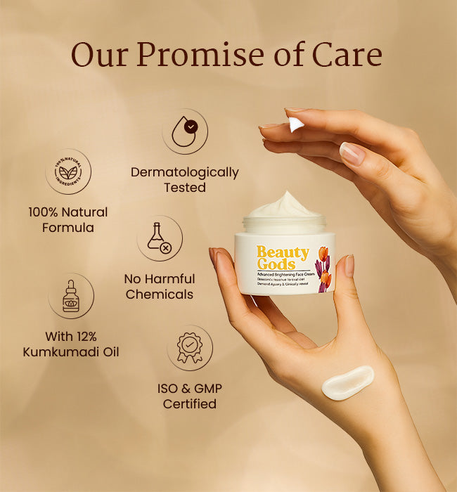 Beauty Gods Advanced Brightening Face Cream with 12% Kumkumadi Oil | Glowing, Clear & Even-Toned Skin | No Harmful Chemicals | Dermatologically Tested | 50g